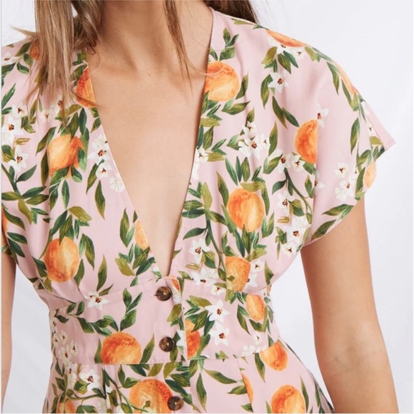Marine Layer Women’s Camila Dress Oranges Print Size XS - Picture 4 of 7